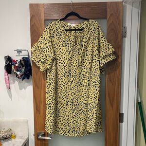 Ces Femme Yellow/Black Leopard Print Ruffle Sleeve Dress